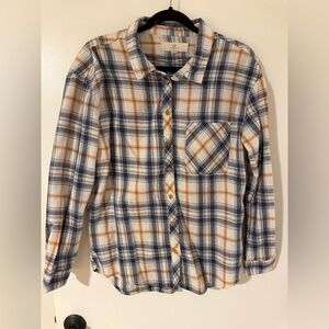 Thread & Supply Plaid Button Down Shirt in Blue and Orange